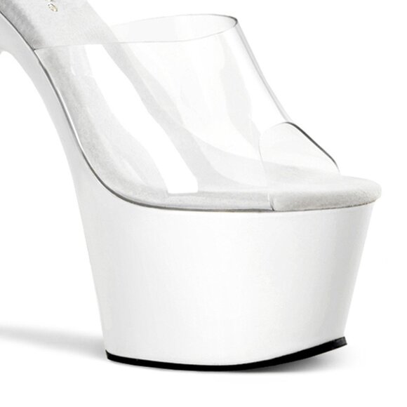 Clear White Platform Heels | High Heel Mule Sandals for Women - Picture 3 of 5